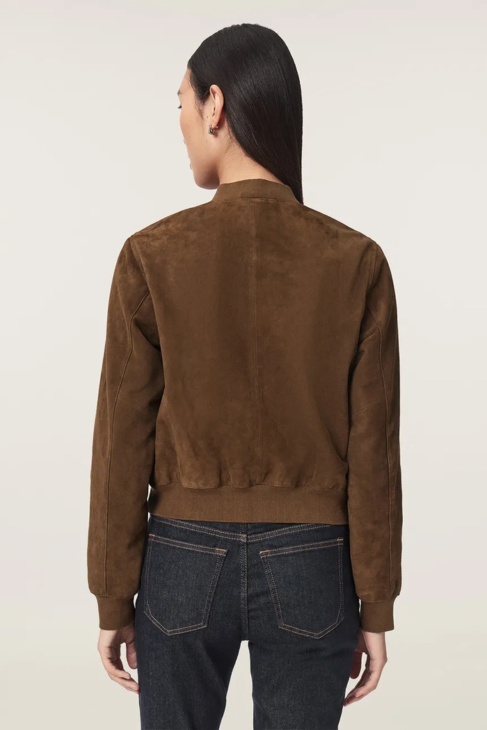 AllSaints Geacă bomber pentru femei din piele întoarsă ORTEN W041LD maro SS26