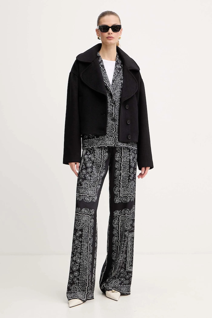Plašč z dodatkom volne Just Cavalli 79PAT441.CNY13 črna AW25