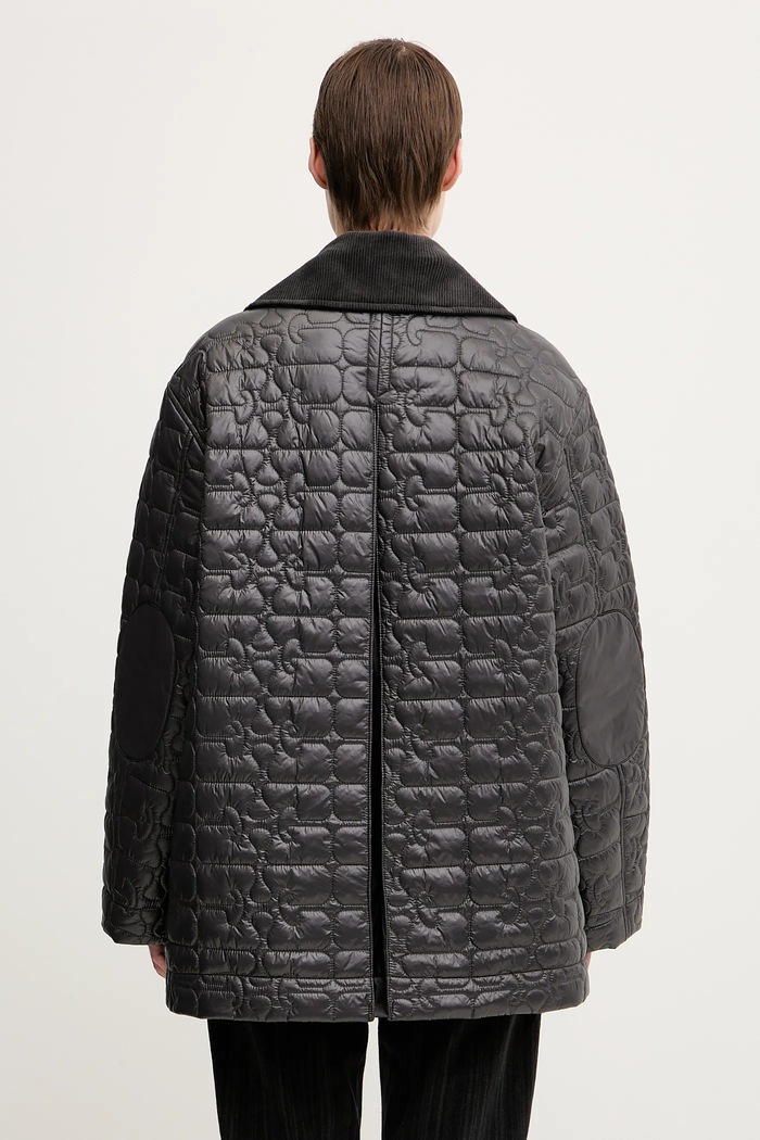 Odzież GANNI kurtka Shiny Quilt Midi W0343 szary