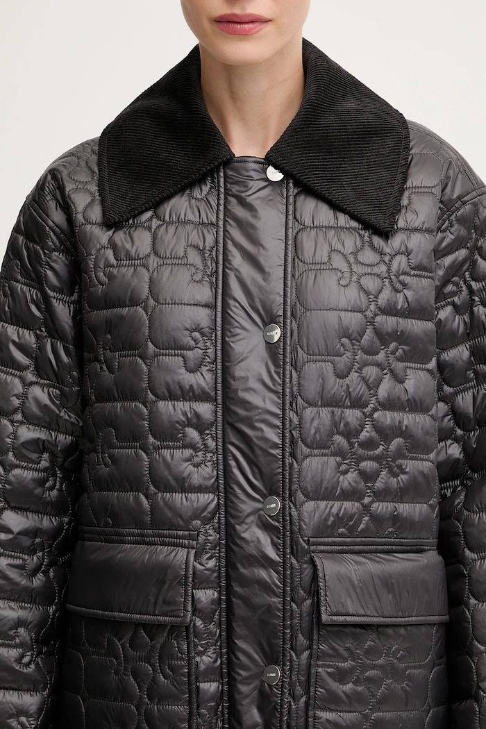 GANNI jacket Shiny Quilt Midi gray W0343