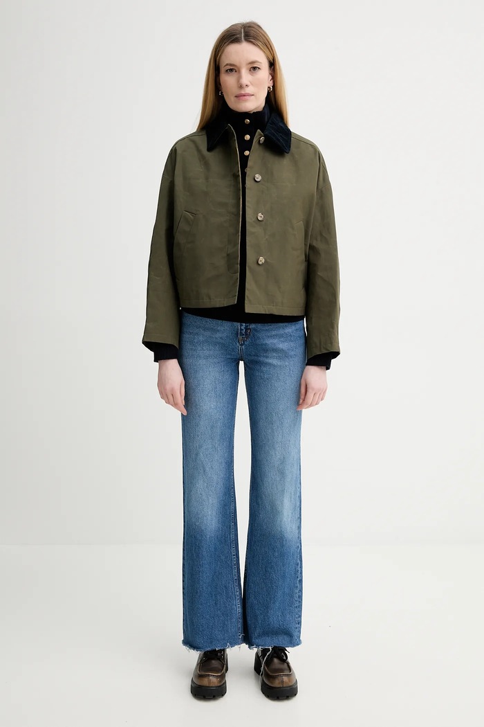 A.P.C. kurtka bawełniana Veste Becca COHIL.F02990 zielony AW25