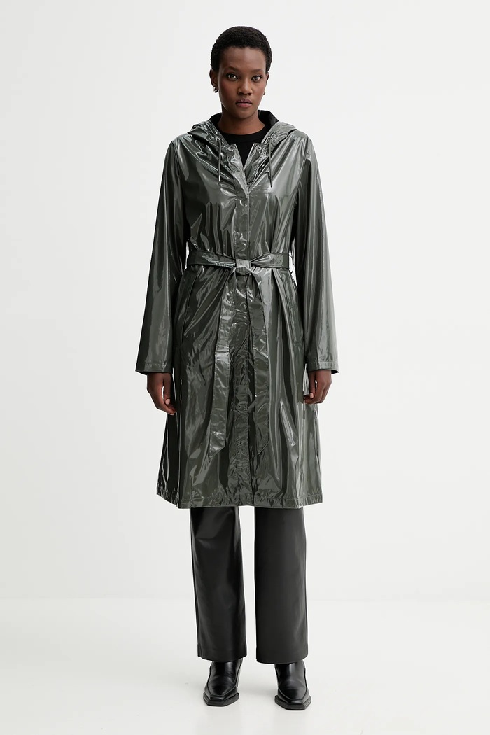 Rains geacă 12040 A-Line Longer W Jacket necaptusit verde 12040.
