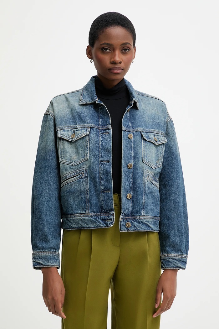 Rifľová bunda Pepe Jeans bez kapucne modrá PL40243325W0