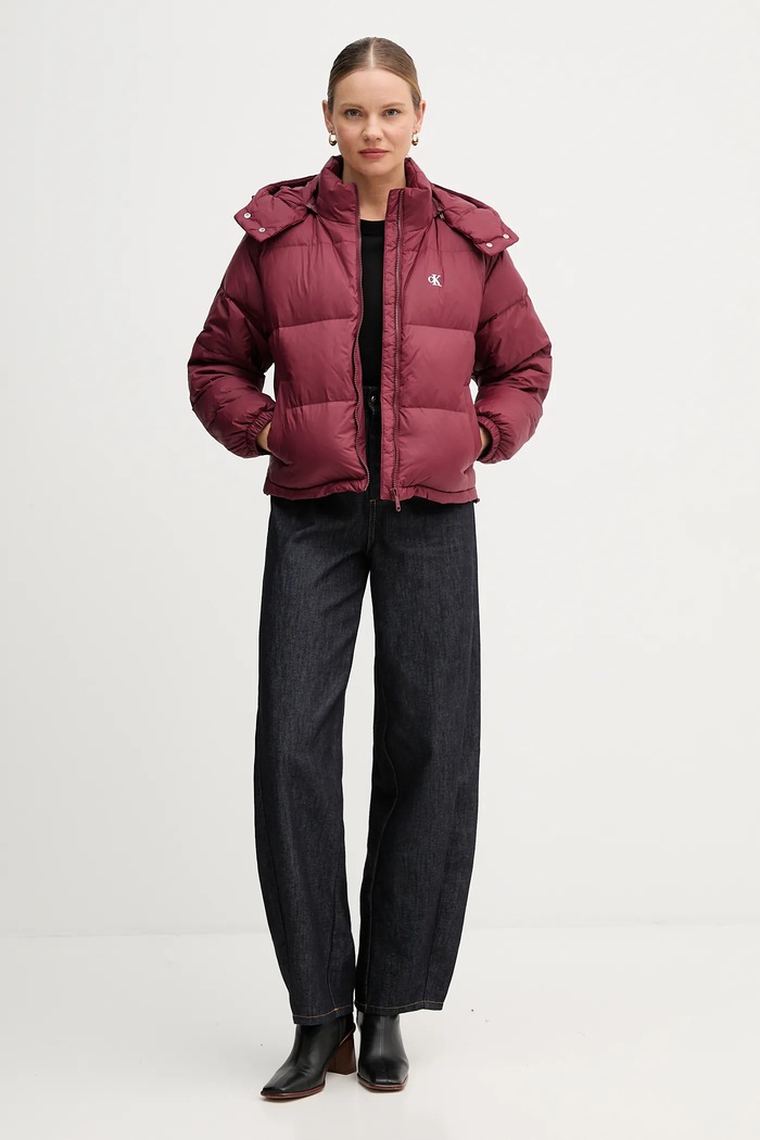 Páperová bunda Calvin Klein Jeans LV047D501G burgundské AW25