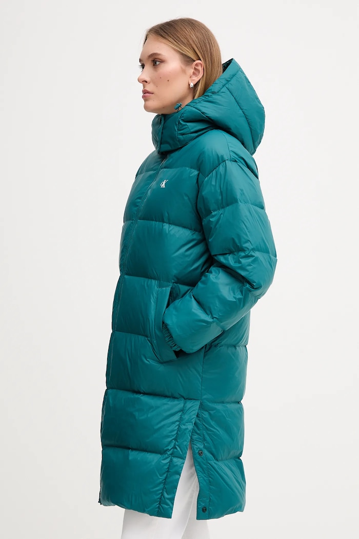 Páperová bunda Calvin Klein Jeans zelená LV047D502G