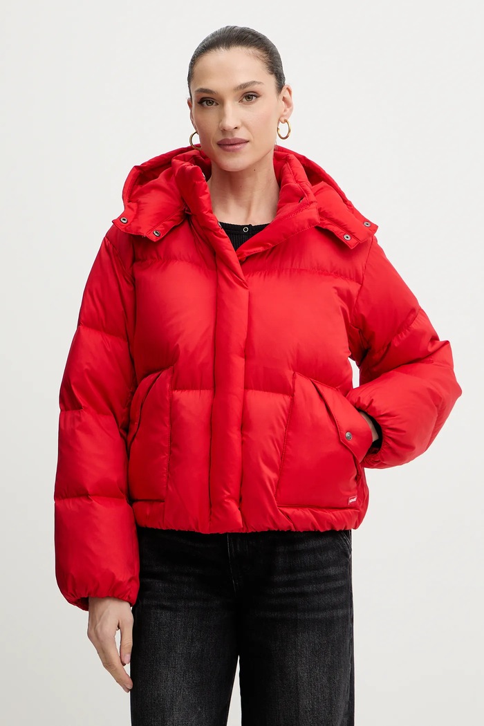 Péřová bunda Levi's s podšívkou červená 003MD