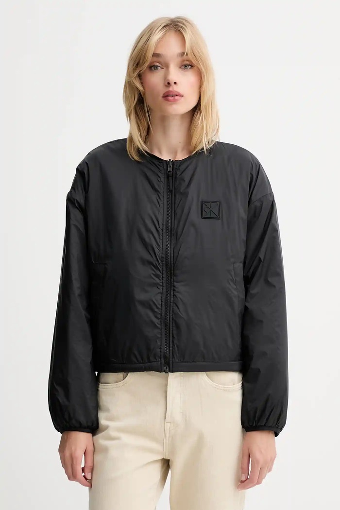 Obojstranná bunda Calvin Klein Jeans oversize čierna LV044D511G