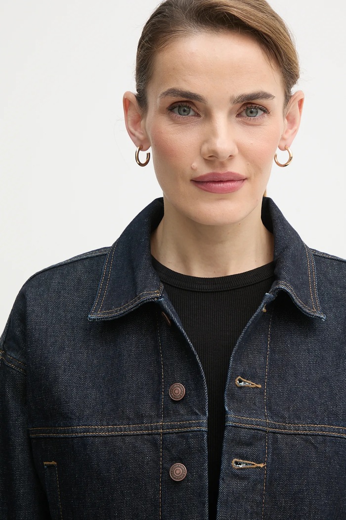 Rifľová bunda Calvin Klein Jeans tmavomodrá LV047D700G