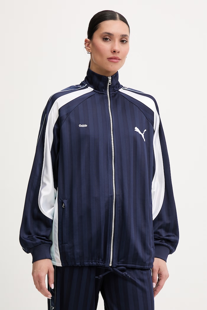 Puma mikina na zips dámska PUMA x GUIZIO bez kapucne tmavomodrá 632558