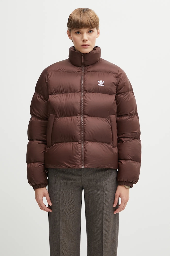 adidas Originals giacca Short Puffer isolamento sintetico marrone JX2948