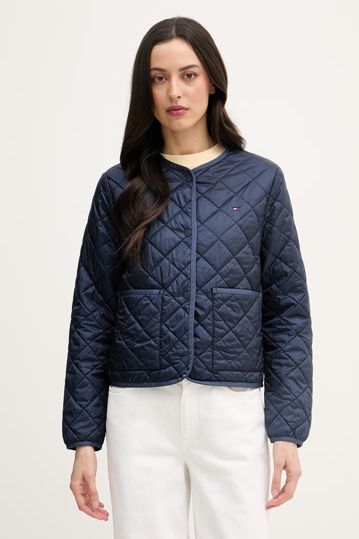 Tommy Hilfiger prechodná bunda dámska tmavomodrá WW0WW47290