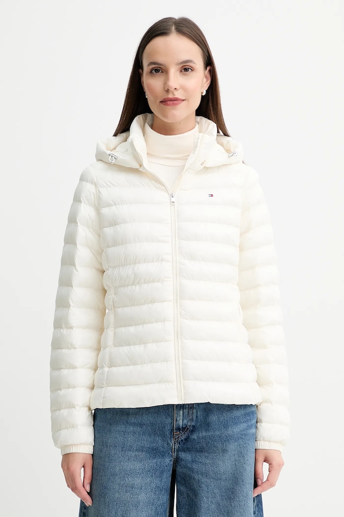 Bunda Tommy Hilfiger jemné zateplenie béžová WW0WW47351