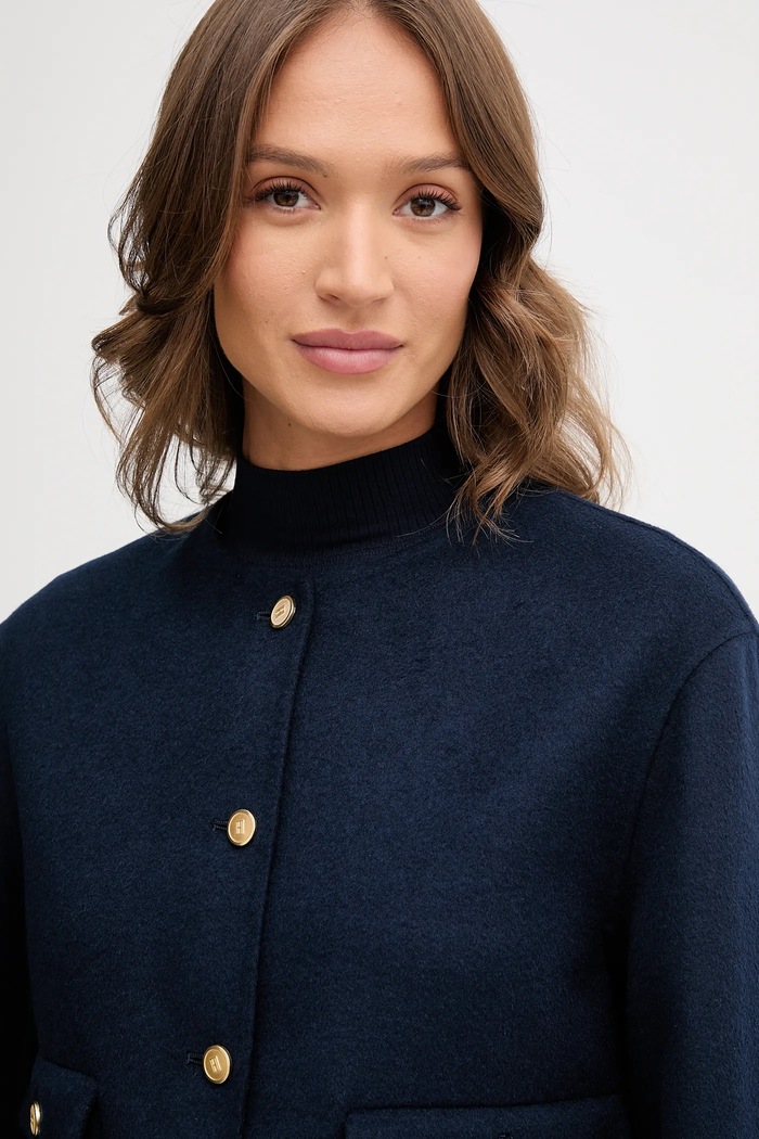 Яке с вълна Tommy Hilfiger тъмносин WW0WW47446