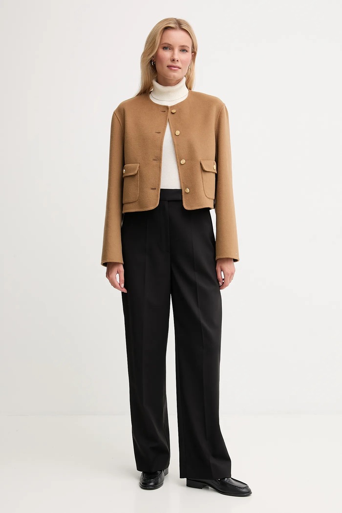Tommy Hilfiger kurtka z wełną WW0WW47446 brązowy AW25