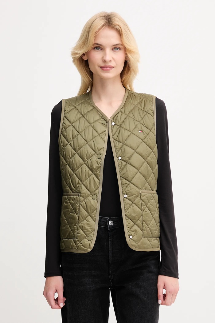 Vesta Tommy Hilfiger jemné zateplenie zelená WW0WW47289