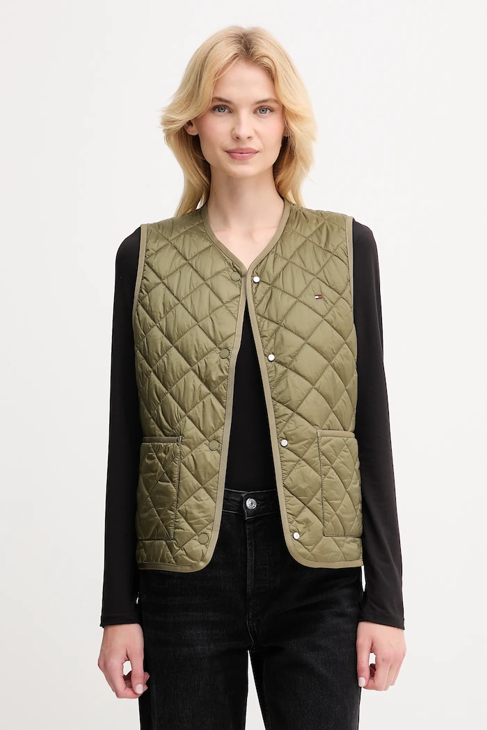 Vesta Tommy Hilfiger jemné zateplenie zelená WW0WW47289