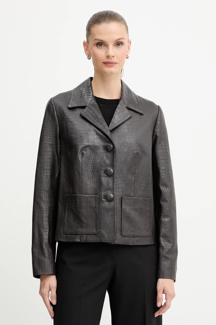 Luisa Spagnoli giacca in pelle non isolato marrone 542377
