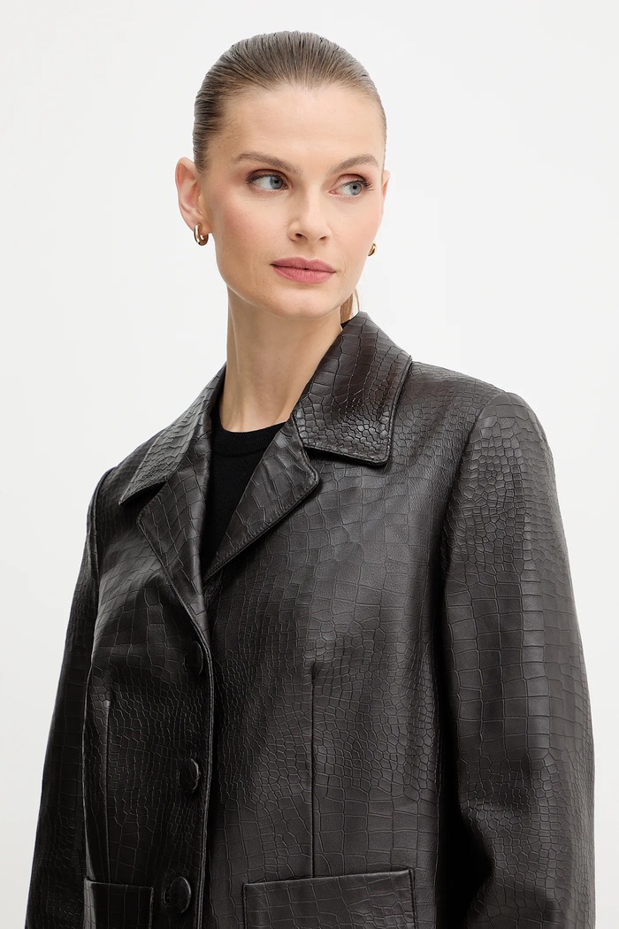 Luisa Spagnoli giacca in pelle marrone 542377