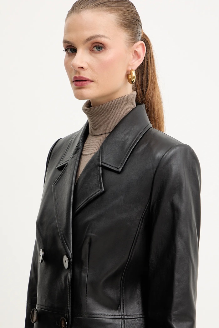 Luisa Spagnoli blazer in pelle nero 542242