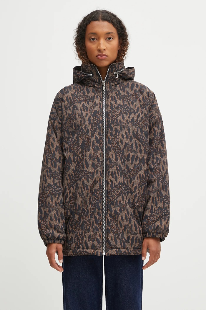 Fiorucci jacheta de bumbac Nylon Banimalier Print Zip Up cu captuseala maro W02FPOJA440NY01BR01