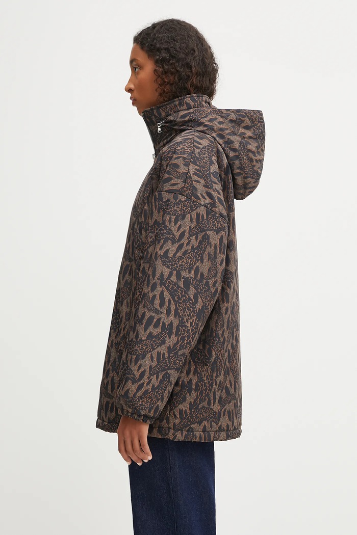 Fiorucci jacheta de bumbac Nylon Banimalier Print Zip Up W02FPOJA440NY01BR01 maro AW25