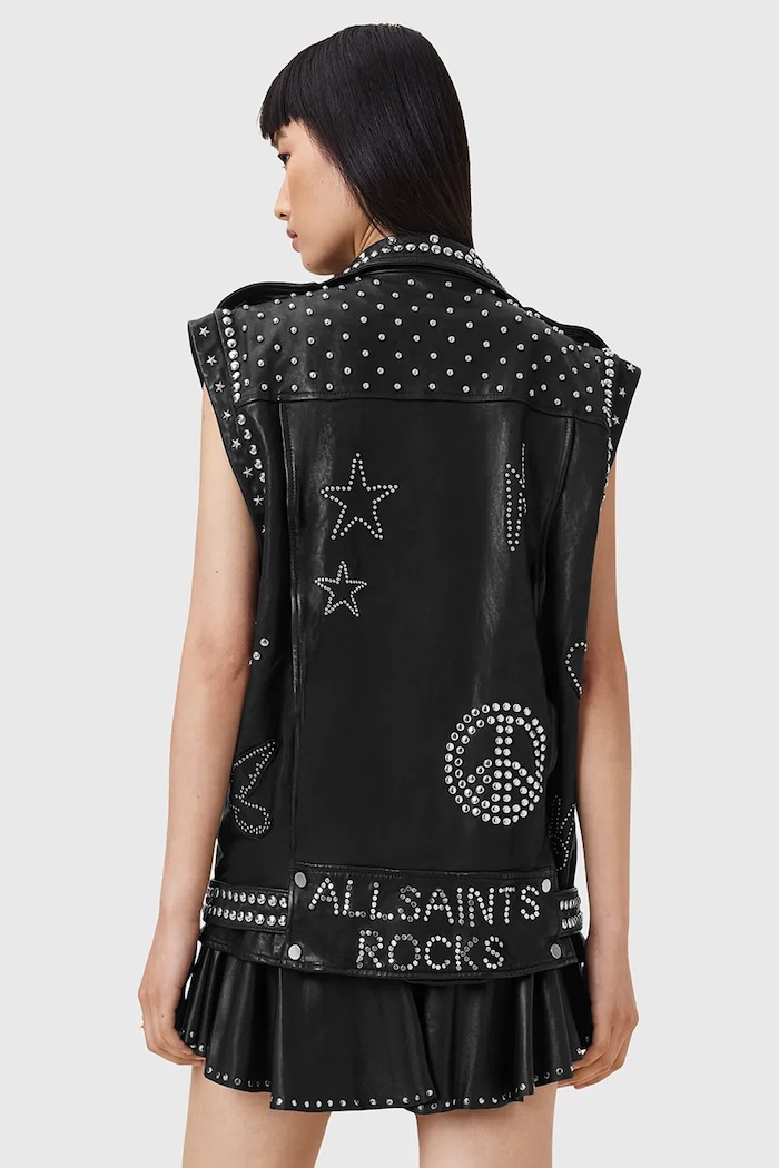 Usnjen brezrokavnik AllSaints BILLIE W051LC