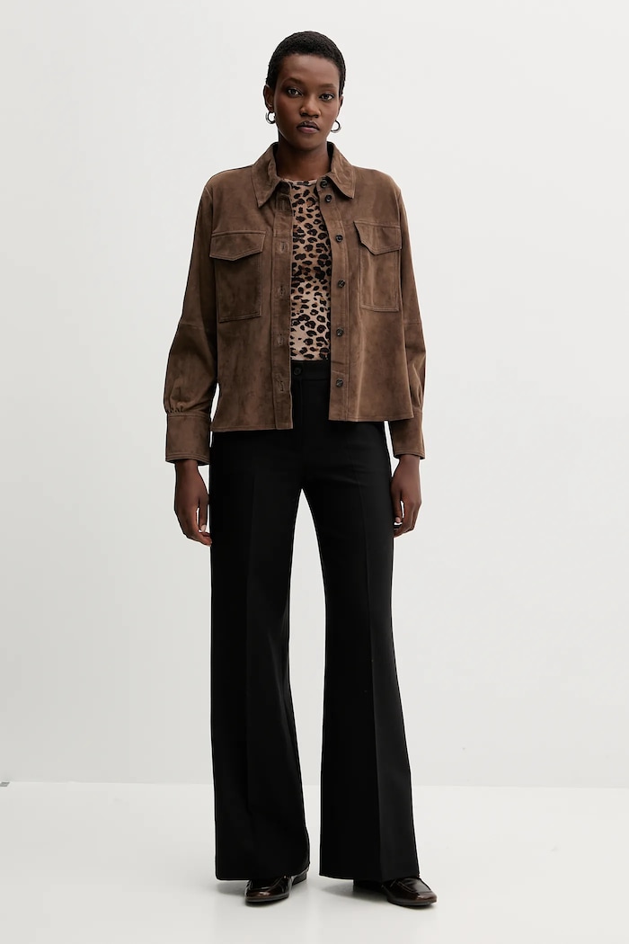 Marella camicia in pelle scamosciata 2523446041200 marrone AW25