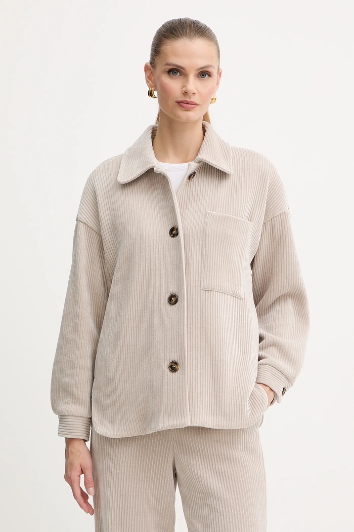 Jakna iz rebrastega žameta Marella Emme by Marella Oversize bež 2525916032200