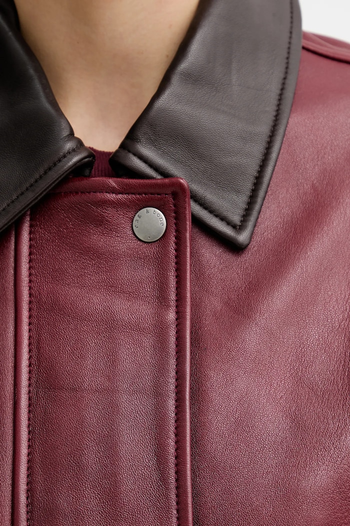 Rag & Bone geacă de piele burgundia RA5A25F0MCR