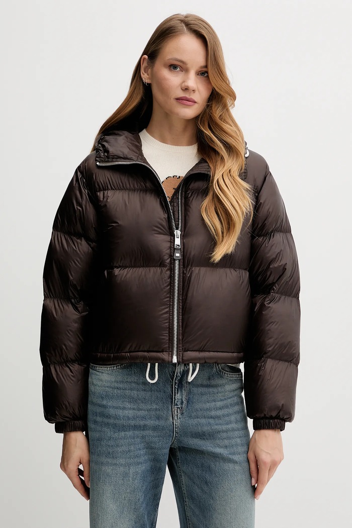 Páperová bunda Tommy Hilfiger zateplené hnedá WW0WW46541