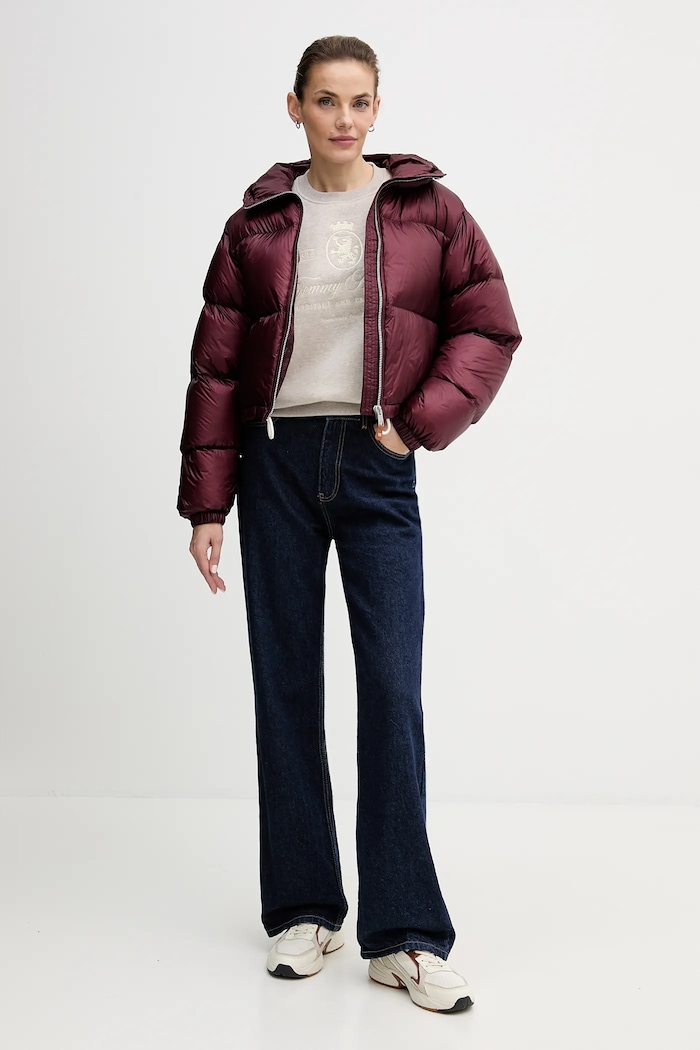 Tommy Hilfiger geacă de puf WW0WW46541 burgundia AW25