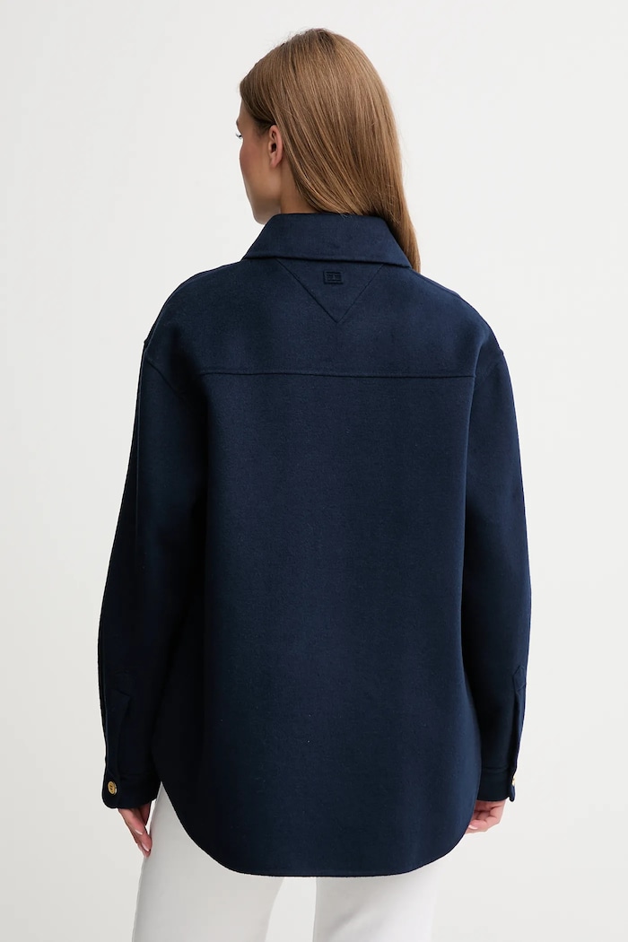 Îmbrăcăminte Tommy Hilfiger jachetă din amestec de lână WW0WW46558 bleumarin