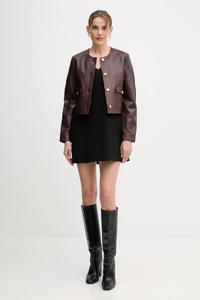 Kožna jakna Tommy Hilfiger WW0WW46861 bordo AW25