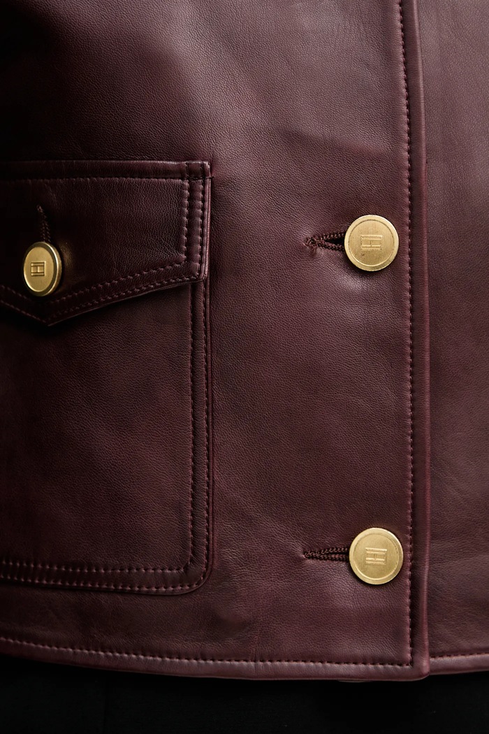 Kožna jakna Tommy Hilfiger WW0WW46861 bordo