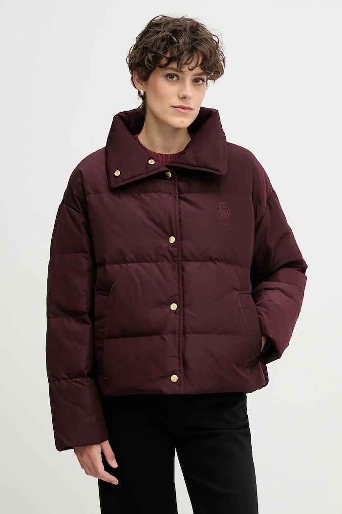 Páperová bunda Tommy Hilfiger oversize burgundské WW0WW47294