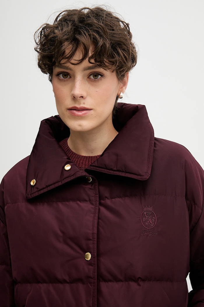 Páperová bunda Tommy Hilfiger burgundské WW0WW47294