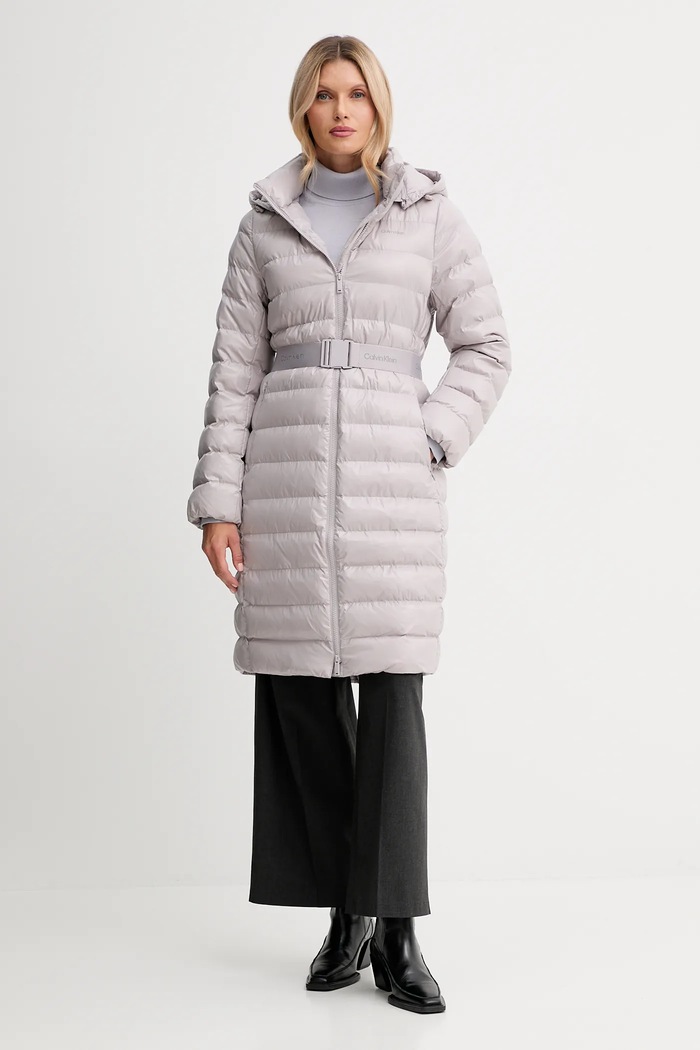 Bunda Calvin Klein zateplené sivá LV044D543G