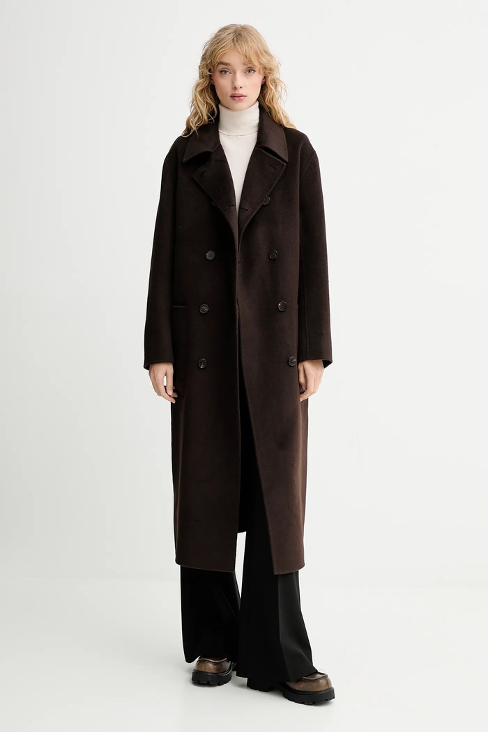 Filippa K palton de lână necaptusit maro 31610.FK