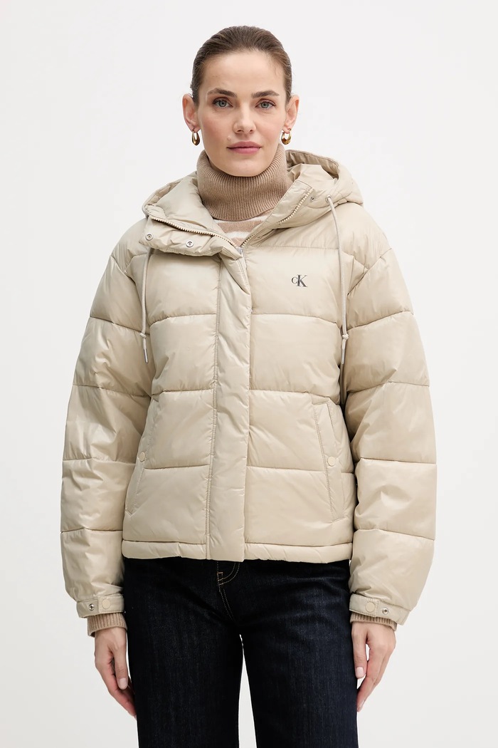 Bunda Calvin Klein Jeans jemné zateplenie béžová LV047D505G