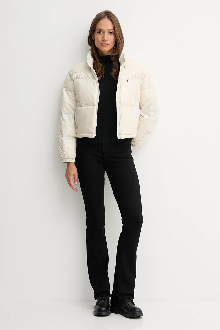 Páperová bunda Calvin Klein Jeans LV047D510G béžová AW25