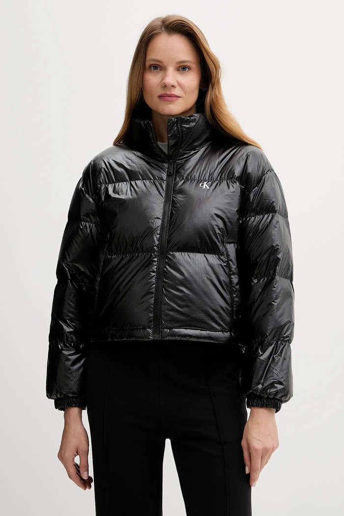 Páperová bunda Calvin Klein Jeans zateplené čierna LV047D510G