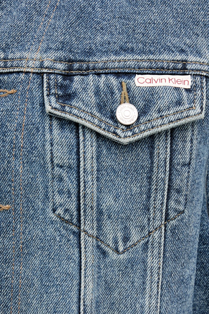 Bavlnená rifľová bunda Calvin Klein Jeans LV047D725G modrá