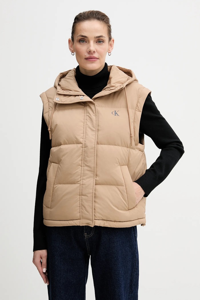 Calvin Klein Jeans vestă de puf bej LV044D522G