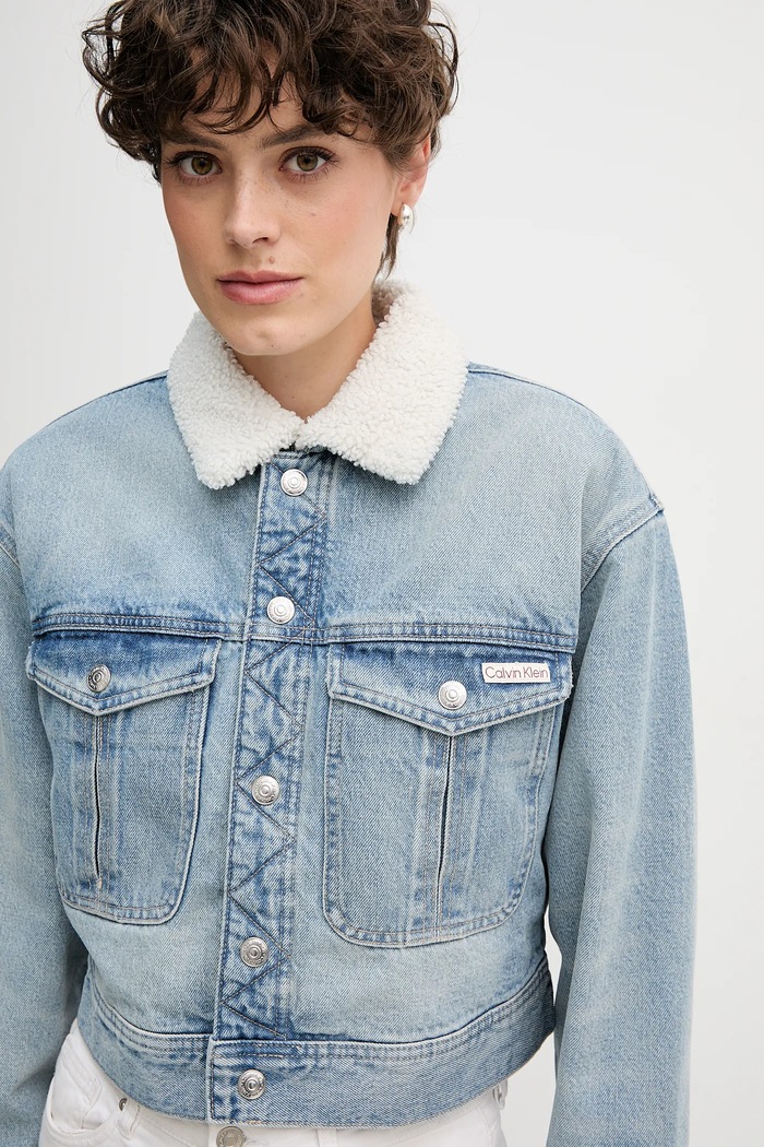 Džínová bunda Calvin Klein Jeans modrá LV047D736G