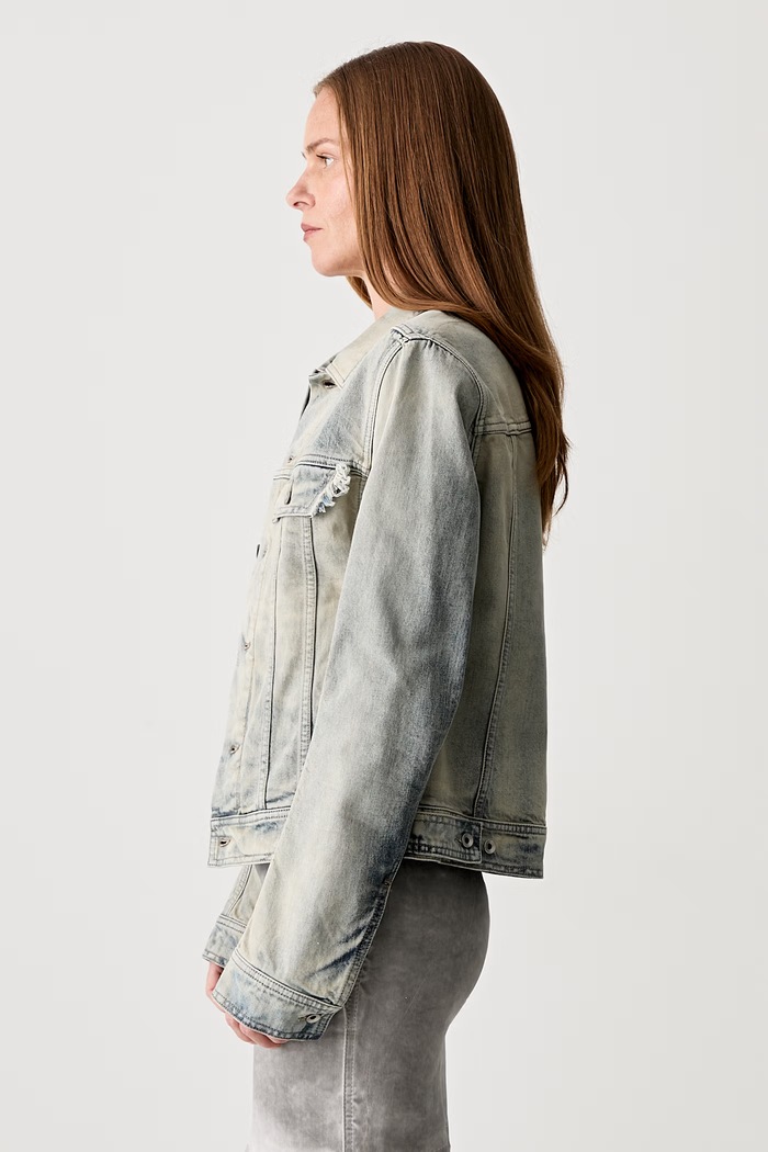 Rick Owens DRKSHDW Trucker Worker džínsová bunda dámska sivá DS02E7701.DMP