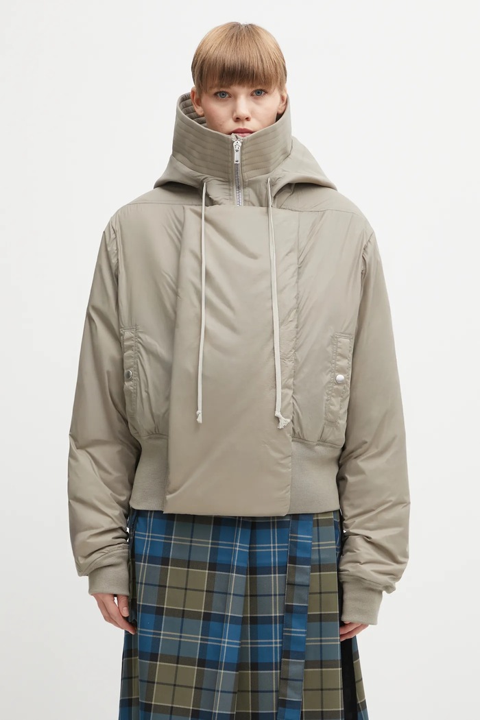 Bunda Rick Owens DRKSHDW Cropped Alice Parka oversize béžová DS02E7731.NP