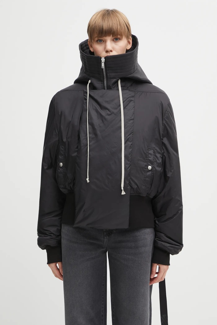 Rick Owens DRKSHDW jacket Cropped Alice Parka with black DS02E7731.NP