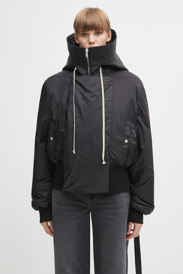 Rick Owens DRKSHDW jacket Cropped Alice Parka with black DS02E7731.NP