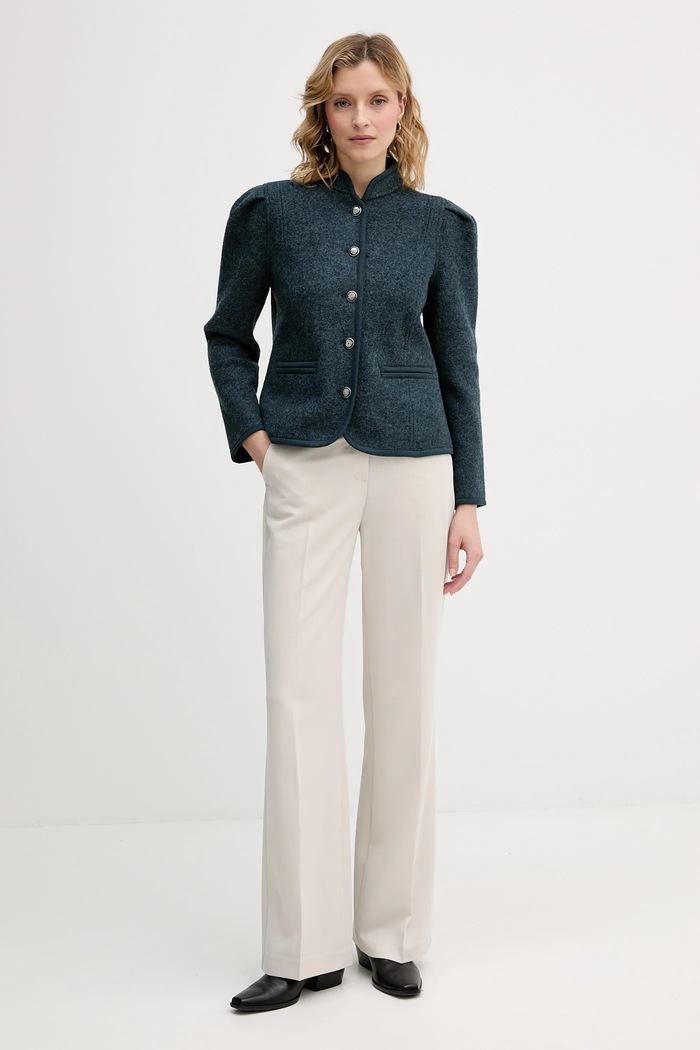 Vlnená bunda Hoss Intropia 5432677 tyrkysová AW25