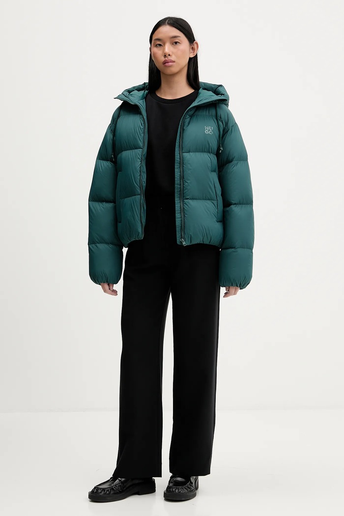 Péřová bunda HUGO Francesca-1 50546344 zelená AW25